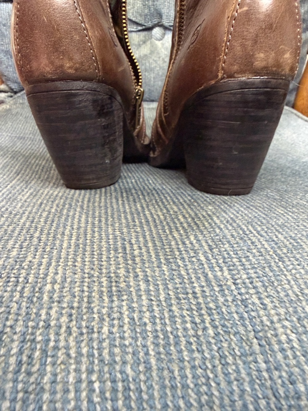 Born Brown Leather Women’s Zip Up Ankle Boots - Picture 6 of 16